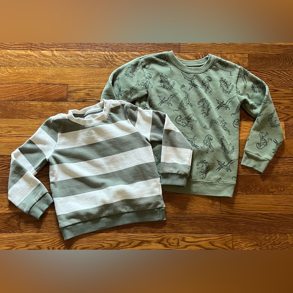 Garanimals/Wonder Nation Striped & Dinosaur Crewneck Sweatshirt Lot of 2 Size 5T